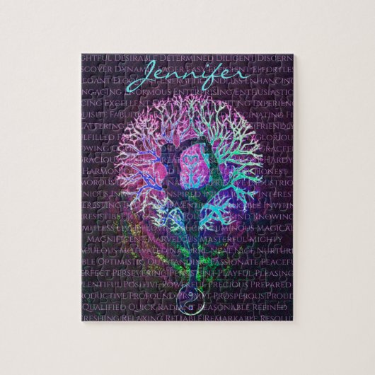 Aangepaste positieve woorden Bevestiging Naam toev Legpuzzel (Verticaal)