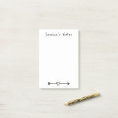 Aangepaste Post-it® notes met een leuke hartpijl (Op bureau)