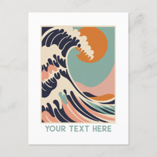 Aangepaste Post Kaart Giant Wave Print in Pastels