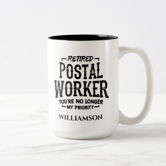 Aangepaste postarbeider in ruste tweekleurige koffiemok (Rechts)