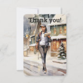 Aangepaste postbode Vrouw Brief Carrier Kerstmis Bedankkaart (Voorkant)