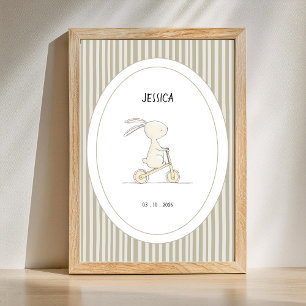 Aangepaste Poster met Konijn voor Babykamer met Na