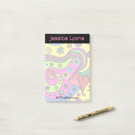 Aangepaste postit Notes-rondjes, harten, bloemen Post-it® Notes (Op bureau)