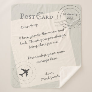 Aangepaste postkaart persoonlijke liefdesnotitie sherpa deken
