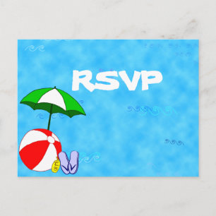Aangepaste postkaart voor RSVP strandfeestje Uitnodiging Briefkaart
