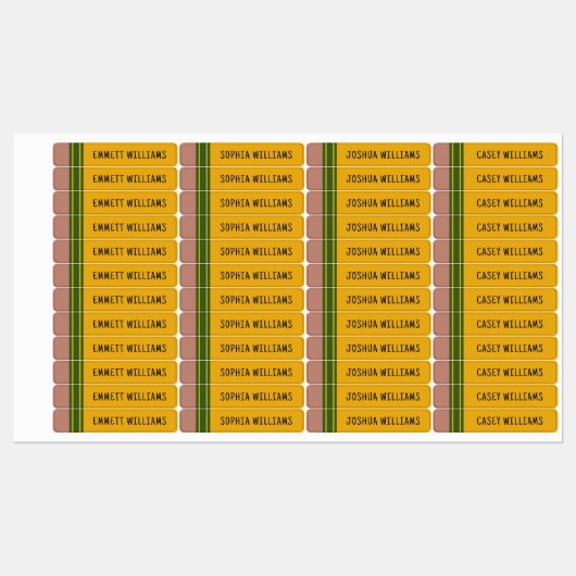 Aangepaste potloodvorm met Kinder naam Labels (Vel)