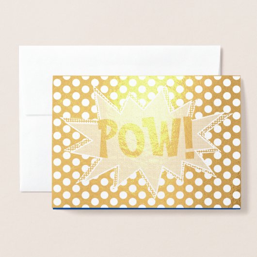 Aangepaste "POW!" Verjaardagsfeestje voor superhel Folie Kaarten (Voorkant met envelop)