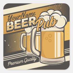 Aangepaste Premium - Mok voor koude bier - Pub Bar Vierkante Sticker
