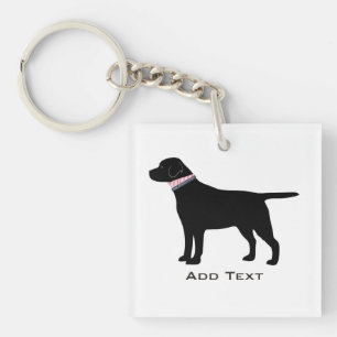 Aangepaste Preppy Black Dog Lab Silhouette Sleutelhanger