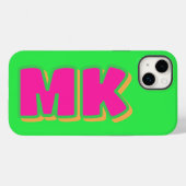 Aangepaste Preppy Green Monogram Slagschaduw Case-Mate iPhone Case (Achterkant (horizontaal))