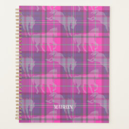Aangepaste preppy roze paarse paardentartan planner