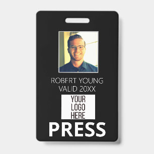 Aangepaste PRESS - Fotopas- Naam ID ID Badge