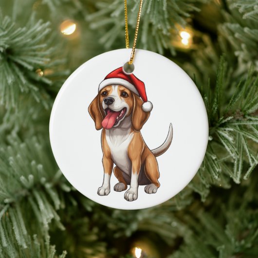 Aangepaste pret Beagle Kerst hond Keramisch Ornament (Boom)