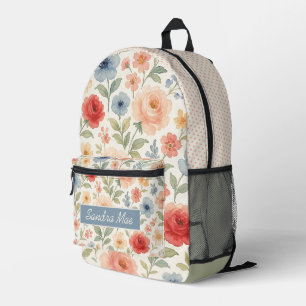 Aangepaste pret klasse shabby Franse bloem kunstpa Bedrukte Rugzak