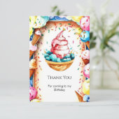 Aangepaste pret roomijs verjaardag bedankkaart (Staand voorkant)