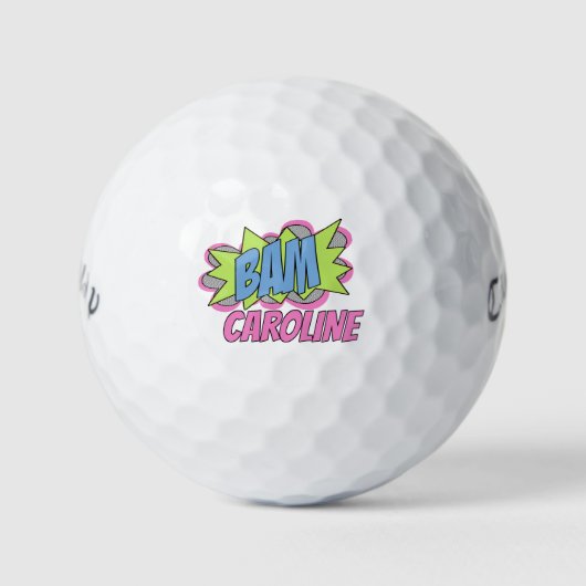 Aangepaste pret vintage stripboek popartstijl BAM Golfballen (Voorkant)