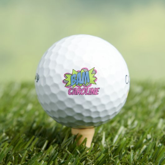 Aangepaste pret vintage stripboek popartstijl BAM Golfballen (Insitu Shirt)
