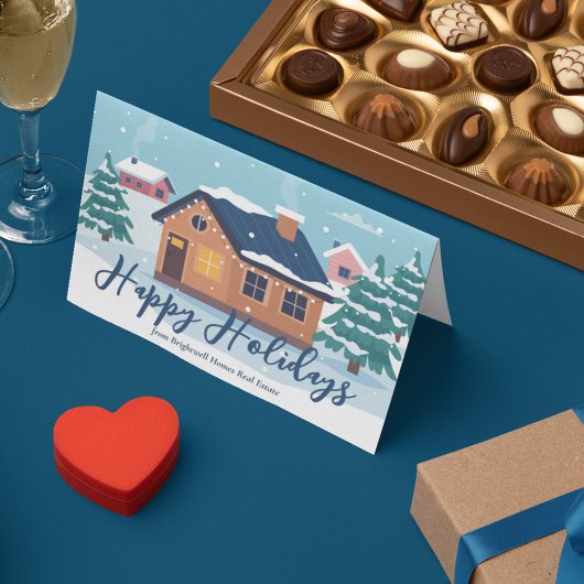 Aangepaste Prettig Kerstfeest Vastgoedbedrijf Wint Feestdagen Kaart