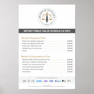 Aangepaste prijslijst voor mobiele notarissen in g poster