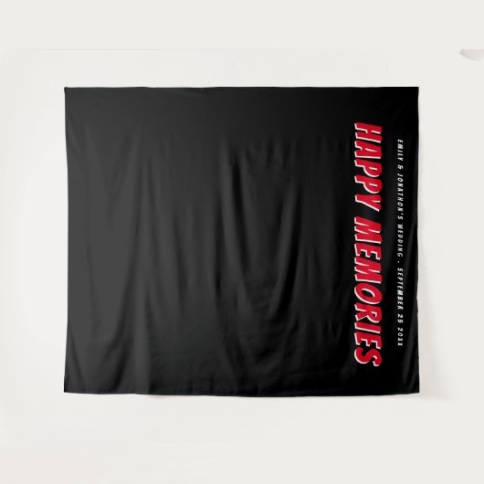 Aangepaste prijsopgaven Naam datum rood zwart foto Wandkleed (Voorkant (horizontaal))