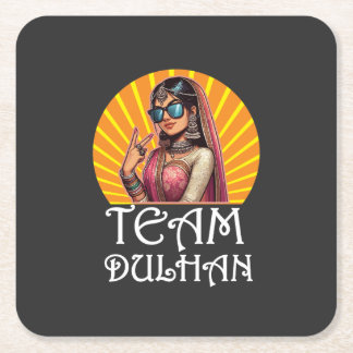 Aangepaste print Desi bruiloft Shaadi Vibes Vierkante Kartonnen Onderzetter