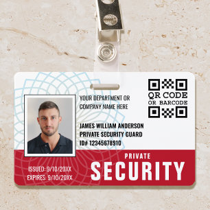 Aangepaste Privé Veiligheidsbewaker ID Foto Rood Badge