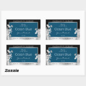 Aangepaste productetiketten Ocean Blue met Silver  Rechthoekige Sticker (Vel)