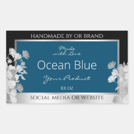 Aangepaste productetiketten Ocean Blue met Silver Rechthoekige Sticker