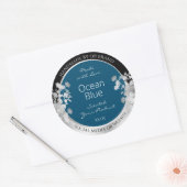 Aangepaste productetiketten Ocean Blue met Silver  Ronde Sticker (Envelop)