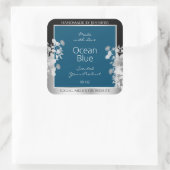 Aangepaste productetiketten Ocean Blue met Silver  Vierkante Sticker (Tas)