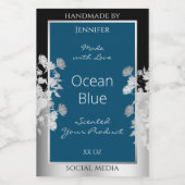 Aangepaste productetiketten Ocean Blue met Silver Voedselcontainer Etiket (Enkel label)
