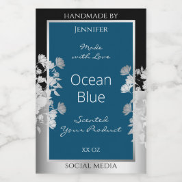 Aangepaste productetiketten Ocean Blue met Silver Voedselcontainer Etiket