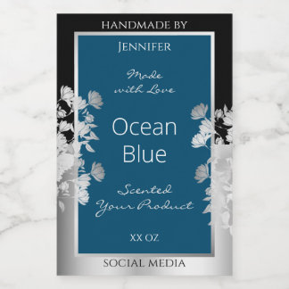 Aangepaste productetiketten Ocean Blue met Silver  Voedselcontainer Etiket
