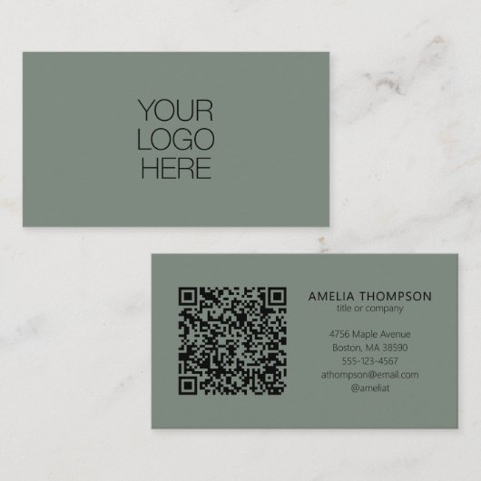 Aangepaste professionele bedrijfslogo Sage QR-code Visitekaartje (Voorkant / Achterkant)