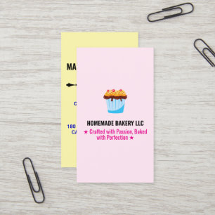Aangepaste professionele roze slogans en bakkerijl visitekaartje