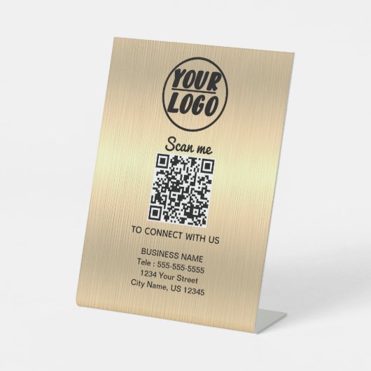 Aangepaste professionele zakelijke Logo QR code go Reclamebord Met Voetstuk (Voorkant)