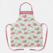 Aangepaste prons Flamingo patroon bevestigen Schort (Voorkant)