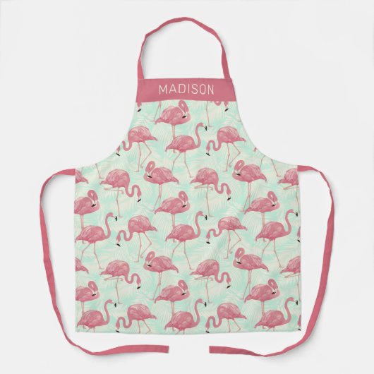 Aangepaste prons Flamingo patroon bevestigen Schort (Voorkant)
