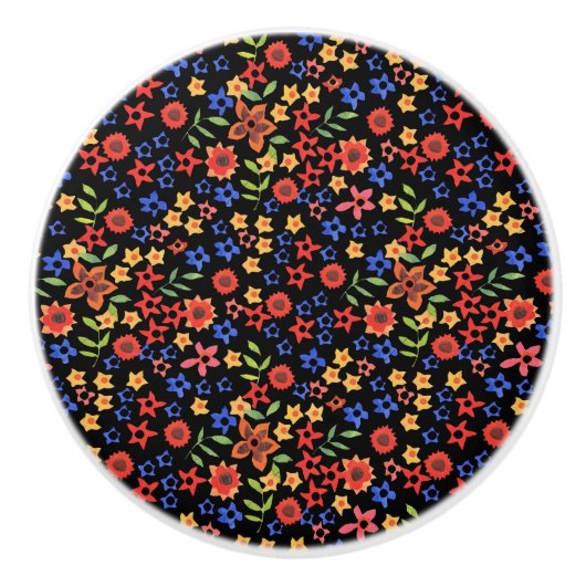 Aangepaste prullenbak voor grafische Retro Floral Keramische Knop (Voorkant)