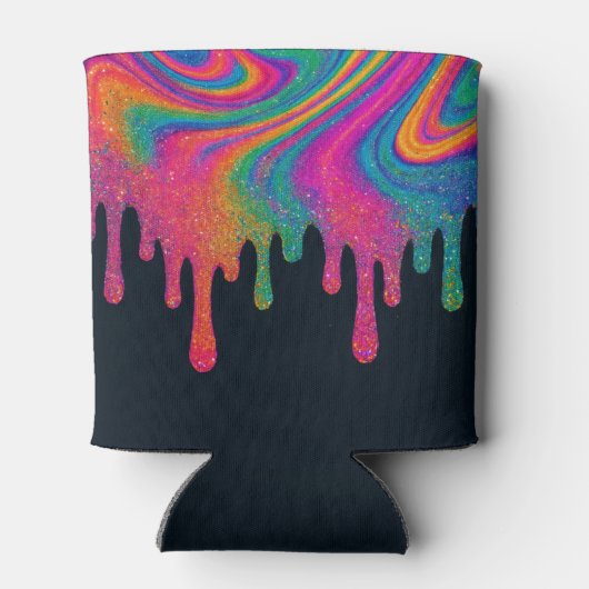 Aangepaste Psychedelic Neon Glitter Drip Koelbox Blikjeskoeler (Achterkant)