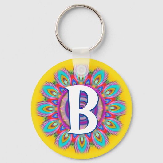 Aangepaste psychedelische initiaal knop sleutelhan sleutelhanger (Voorkant)
