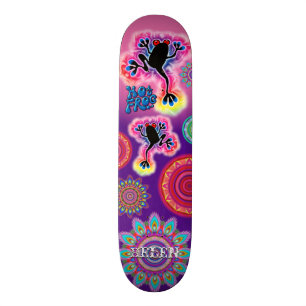 Aangepaste psychedelische kikker van boho mandala  skateboard