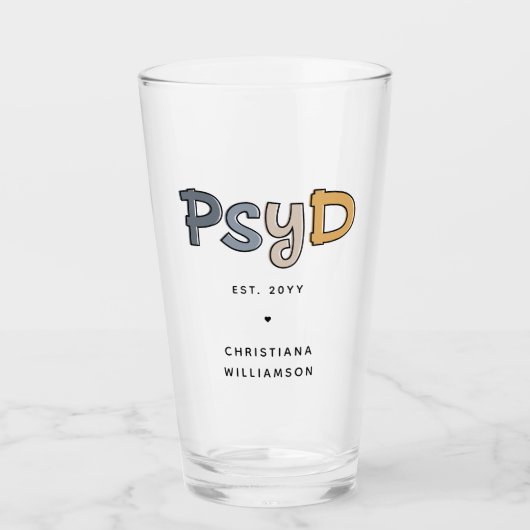 Aangepaste PsyD Doctor in de psychologie Psycholoo Glas (Voorkant)