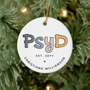 Aangepaste PsyD Doctor in de psychologie Psycholoo Keramisch Ornament
