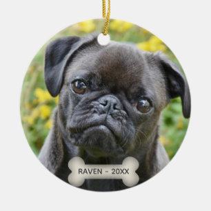 Aangepaste Pug Dog Foto Keramisch Ornament