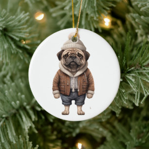 Aangepaste Pug Dog Keramisch Ornament