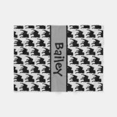 Aangepaste Pug Dog Silhouet Fleece Deken (Voorkant (Horizontaal))