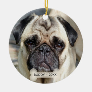 Aangepaste Pug-hondenfoto Keramisch Ornament