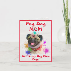 Aangepaste Pug Mam Hond Beste Gekke Hond Dame Digi Kaart