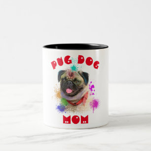 Aangepaste Pug Mam Hond Beste Gekke Hond Dame Tweekleurige Koffiemok
